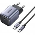 Зарядний пристрій Ugreen 1xUSB 30W (USB-C) Gan PD Nexode Mini + PD cable Grey CD319 (25257)