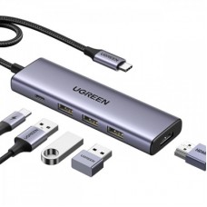 Порт-реплікатор Ugreen Dock CM511 5in1 USB3.1 Type-C --> HDMI 60Hz/3xUSB-А 3.0/Type-C/PD 100W (15597)