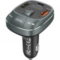 FM модулятор Vention PD 54W 3-Port USB (C+A+A) LED/USB Flash/Bluetooth, вольтметр (FFLB0)