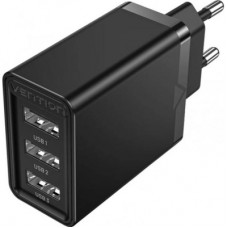 Зарядний пристрій Vention 3xUSB A 12W Black (FEAB0-EU)