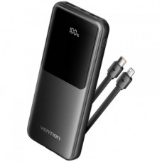 Батарея універсальна Vention 10000mAh 22.5W 3A PD, Built-in USB-C+Lightning Cables, Black (FHOB0)
