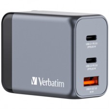 Зарядний пристрій Verbatim GaN 65 W 3 ports (2xUSB-C-65 W /USB-A -3.0) (32201)