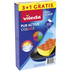 Губки кухонные Vileda Pur Active Colors для тефлону 4 шт. (4023103208049)