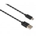 Дата кабель USB 2.0 AM to Micro 5P 2color nylon 1m black Vinga (VCPDCMBN31BK)