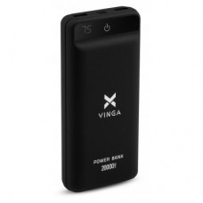 Батарея универсальная Vinga 20000 mAh QC3.0 Display soft touch black (VPB2QLSBK)