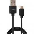 Дата кабель USB 2.0 AM to Type-C 1.0m 3A 18W PVC black Vinga (VCPUSBTC3ABK)