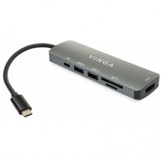 Концентратор Vinga USB Type-C 3.1 to HDMI+USB3.0+USB 2.0+SD/microSD+PD 6in1 (VHC6)