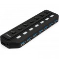 Концентратор Vinga USB3.0 to 7*USB3.0 1m cable with Switch and Power Adapter (VHA3A7B)