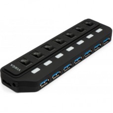 Концентратор Vinga USB3.0 to 7*USB3.0 1m cable with Switch and Power Adapter (VHA3A7B)
