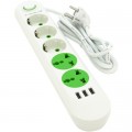 Мережевий фільтр живлення Voltronic F02U, 3роз EU + 2роз Universal, 3*USB White (F02U-White)