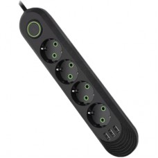 Мережевий фільтр живлення Voltronic F04U, 4роз EU, 3*USB Black (F04U-Black)