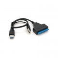 Переходник USB 3.0 AM + USB 2.0 AM to SATA 0.1m for HDD/SSD black Voltronic (YT-C3.0+2.0-SATA/0.1)
