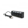 Концентратор Voltronic USB 2.0 to 4xUSB with switches black (YT-HWS4HS-B)