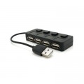 Концентратор Voltronic USB 2.0 to 4xUSB with LED buttons black (YT-H4L-B)