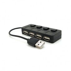 Концентратор Voltronic USB 2.0 to 4xUSB with LED buttons black (YT-H4L-B)