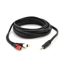Кабель мультимедійний 3.5mm M to 2xRCA M 5.0m black Voltronic (YT-3.5(M)/2хRCA(M)-5.0PCu)