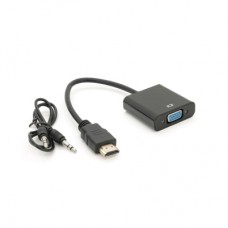 Перехідник HDMI M to VGA F + Audio 0.1m 4K/2K black Voltronic (YT-C-HDMI(M)/VGA(F)+AUX-B)