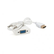 Перехідник HDMI M to VGA F + Audio 0.1m 4K/2K white Voltronic (YT-C-HDMI(M)/VGA(F)+AUX-W)