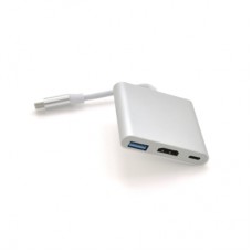 Концентратор Voltronic USB-C 3-in-1 USB 3.0 + USB-C + HDMI 0.1m 4K/2K silver (YT-C-T-C(M)/HDMI(F)/USB3)