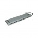Концентратор Voltronic USB-C 12-in-1 USB-C + 2xUSB 2.0 + USB 3.0 + 2xHDMI + VGA + SD/TF + RJ45 + 3.5mm + PD 0.1m silver (YT-HTC12in1)
