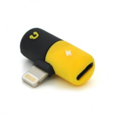Перехідник Lightning M to 2xLightning F black-yellow Voltronic (YT-SL/2L)