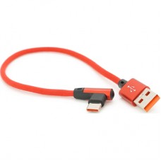 Дата кабель USB 2.0 AM to USB-C 0.25m QC3.0 PD 90° corner braided red Voltronic (YT-USB-TypeC-2.0m/R)