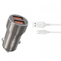 Зарядное устройство XO CC48 2.4A/2 USB + microUSB Grey (XO-CC48m-GR)