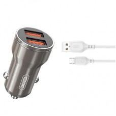 Зарядное устройство XO CC48 2.4A/2 USB + microUSB Grey (XO-CC48m-GR)