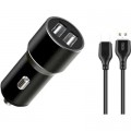 Зарядное устройство XO TZ09 2.4A/2 USB + cable Type-C Black (XO-TZ09T-BK)