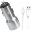 Зарядное устройство XO TZ09 2.4A/2 USB + cable Type-C Grey (XO-TZ09T-GR)