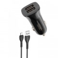 Зарядное устройство XO TZ10 2.4A/2 USB + Micro USB Black (XO-TZ10-MC-BK)