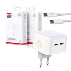 Зарядний пристрій XO QC 3.0 L102 35W/2 USB-C + cable Type-C NB124 White (XO-L102c-WH)