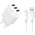 Зарядное устройство XO USB L72 (3A, QC3.0, 3 Usb) + cable Micro USB White (XO-L72-BK)