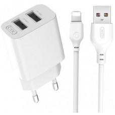 Зарядний пристрій XO L109 12W (2USB/2.4A) + USB - Lightning White (XO-L109-L)
