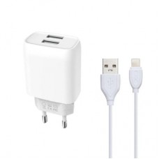 Зарядное устройство XO L57 2.4A/2USB + lightning (XO-L57-LGHT)