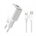 Зарядное устройство XO L73 2.4A/1USB + cable lightning White (XO-L73i-WH)