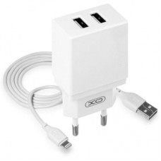 Зарядний пристрій XO L75 2USB/2.4A + Lightning White (XO-L75-L)