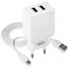 Зарядний пристрій XO L75 2USB/2.4A + MicroUSB White (XO-L75-M)