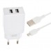 Зарядний пристрій XO L75 2USB/2.4A + MicroUSB White (XO-L75-M)