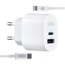 Зарядное устройство XO L97 (1Type-C/1USB/2.4A) + Type-C - Lightning White (XO-L97-LG)