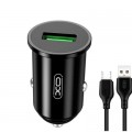 Зарядное устройство XO USB QC3.0 18W + cable USB to Micro 5P black (TZ12-M-BK)
