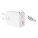 Зарядний пристрій XO 1xUSB-C + 1xUSB QC30W GaN + cable USB-C to USB-C white (XO-CE31)