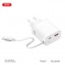 Зарядний пристрій XO 1xUSB-C + 1xUSB QC30W GaN + cable USB-C to USB-C white (XO-CE31)