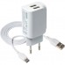 Зарядний пристрій XO 2xUSB + cable USB-C white (XO-L35-TC)