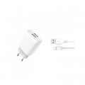 Зарядное устройство XO 2xUSB 2.4A + cable USB to Micro 5P white (L57-M-WH)