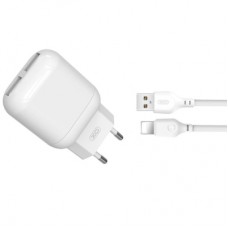Зарядное устройство XO 2xUSB 2.4A + cable USB to Lightning white (L78-L-WH)