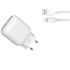 Зарядное устройство XO 2xUSB 2.4A + cable USB to USB-C white (L78-TC-WH)