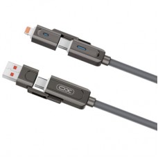 Дата кабель USB 2.0 AM to USB-C + USB 2.0 AM to Lightning 1.0m 60W gray XO (NB275_4-in-1_Gray)