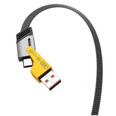 Дата кабель USB 2.0 AM to USB-C + USB 2.0 AM to Lightning 1.0m 60W black XO (NB283_4-in-1_Black)