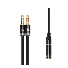 Кабель мультимедійний 3.5mm F to 2x3.5mm M 0.4m (4pin) black XoKo (AC-009)